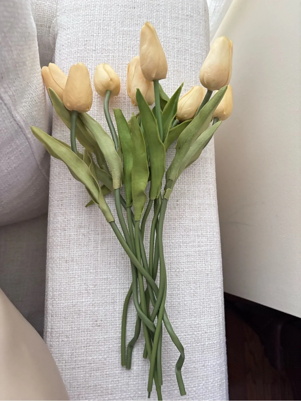 10 Off white  Tulip Bouquet in White Vase - Home Accents